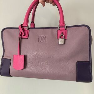 Loewe Pink and Purple Amazona 28 Satchel